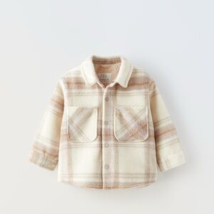 Zara kids faux shearling plaid jacket 12M